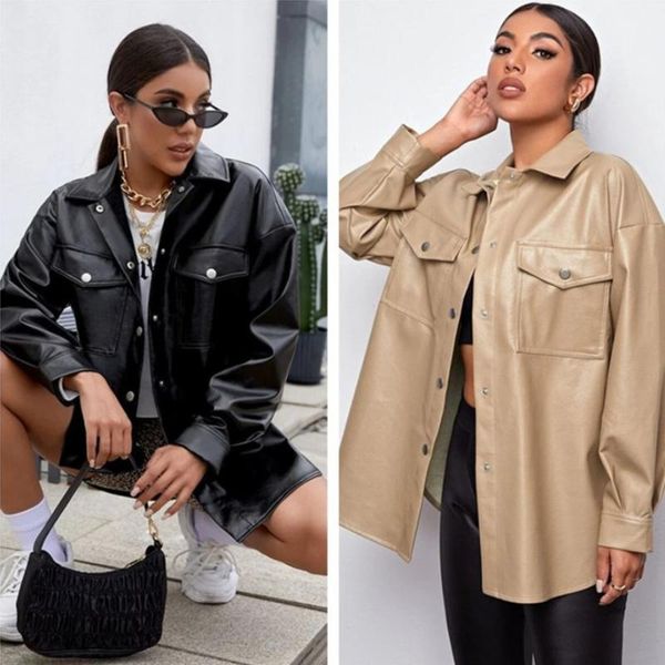 women's jackets kalenmos pu black woman jacket loose casual streetwear long-sleeved motorcycle breasted leather for women, Black;brown
women's jackets kalenmos pu black woman jacket loose casual streetwear long-sleeved motorcycle breasted leather for women, Black;brown