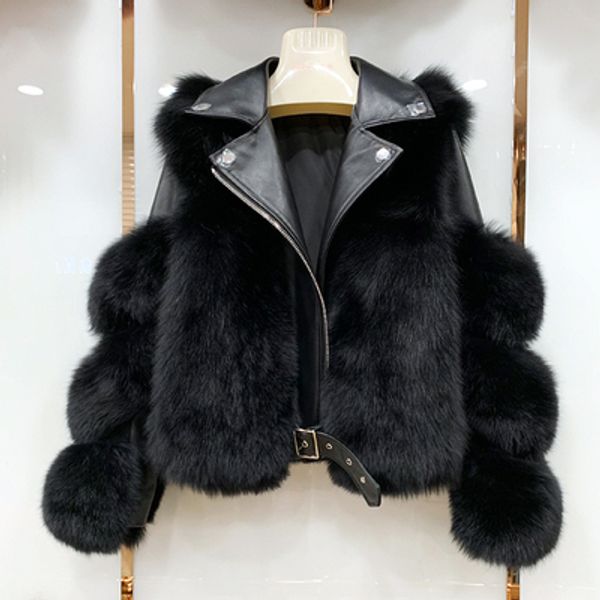 real fox fur coats with genuine sheepskin leather wholeskin natural jacket outwear luxury women winter, Black
real fox fur coats with genuine sheepskin leather wholeskin natural jacket outwear luxury women winter, Black