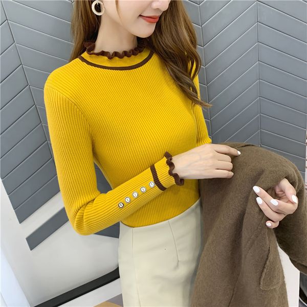2021 new autumn winter fashion casual half turtleneck ruffles knitted pullover elegant slim elastic sweater women k4oi, White;black
2021 new autumn winter fashion casual half turtleneck ruffles knitted pullover elegant slim elastic sweater women k4oi, White;black