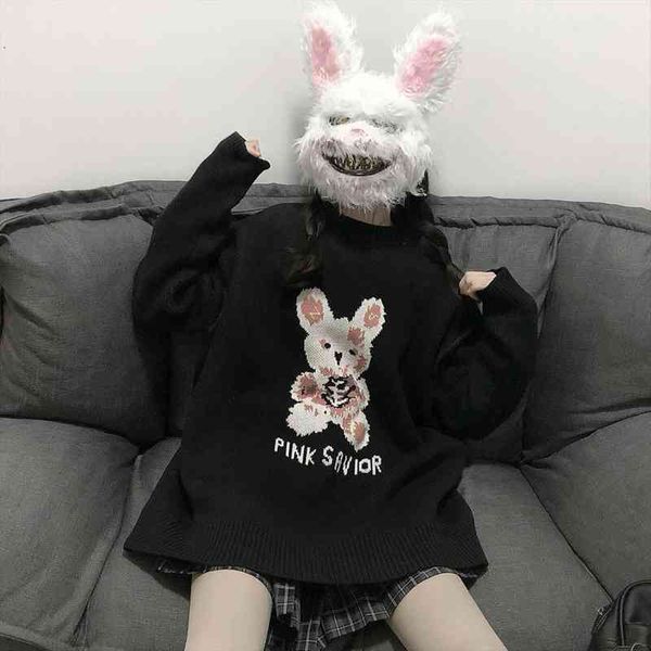 gothic punk rabbit knitted womens sweaters casual loose plus size fashion harajuku winter cute oversized female, White;black
gothic punk rabbit knitted womens sweaters casual loose plus size fashion harajuku winter cute oversized female, White;black