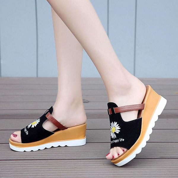 slippers latform wedges women sandals 2021 female shoes fashion heeled casual summer slides, Black
slippers latform wedges women sandals 2021 female shoes fashion heeled casual summer slides, Black