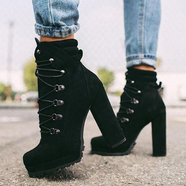boots kamucc women flock rivet square high heels ankle female autumn fashion lace-up shoes ladies elegant footwear big size, Black
boots kamucc women flock rivet square high heels ankle female autumn fashion lace-up shoes ladies elegant footwear big size, Black