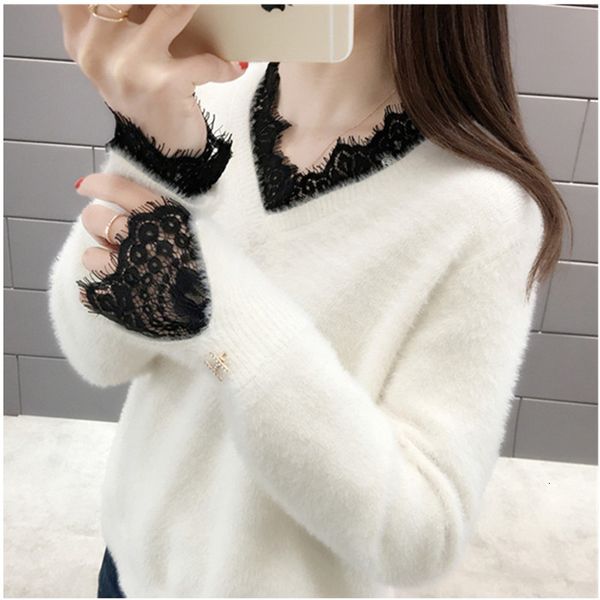 2021 winter mink fur women 4 color pullover ladies jumper loose thick warm lace splice v-neck long sleeve sweater female s6zr, White;black
2021 winter mink fur women 4 color pullover ladies jumper loose thick warm lace splice v-neck long sleeve sweater female s6zr, White;black