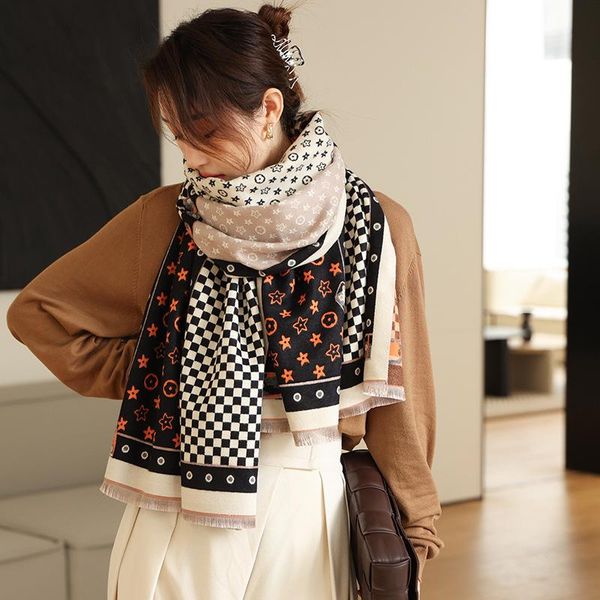 scarves imitate cashmere long scarf women fashion flower star plaid shawl stole winter big bandana bufanda 185*65cm, Blue;gray
scarves imitate cashmere long scarf women fashion flower star plaid shawl stole winter big bandana bufanda 185*65cm, Blue;gray