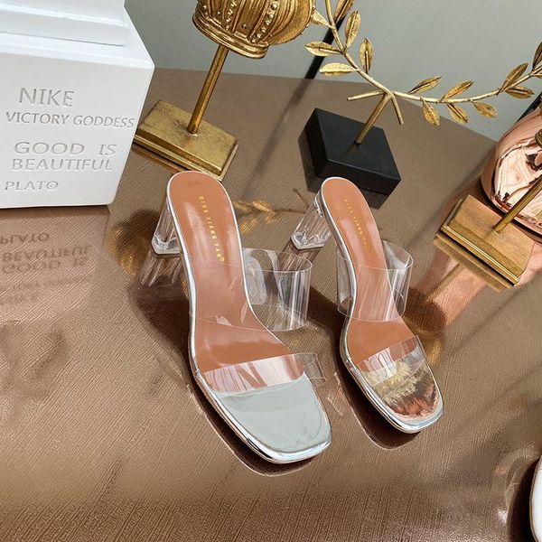 square toe transparent slippers women luxury shoes pantofle low beige heeled sandals glitter slides shallow designer soft 2021 b, Black
square toe transparent slippers women luxury shoes pantofle low beige heeled sandals glitter slides shallow designer soft 2021 b, Black