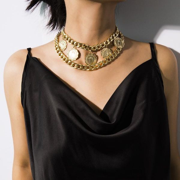 chokers punk rock cuban chunky chain choker necklace for women statement queen coin pendant necklaces collar party grunge jewelry gifts, Golden;silver
chokers punk rock cuban chunky chain choker necklace for women statement queen coin pendant necklaces collar party grunge jewelry gifts, Golden;silver