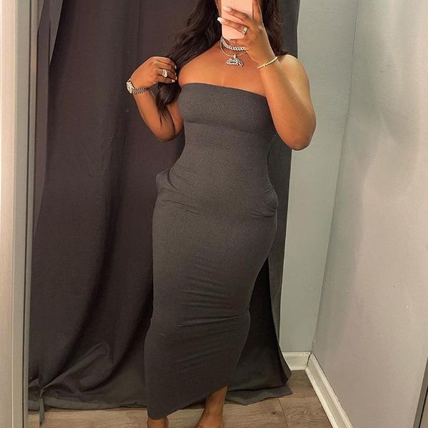 casual dresses elegant solid color bodycon tube long dress 2021 summer women sleeveless strapless hip wholesale vestidos, Black;gray
casual dresses elegant solid color bodycon tube long dress 2021 summer women sleeveless strapless hip wholesale vestidos, Black;gray