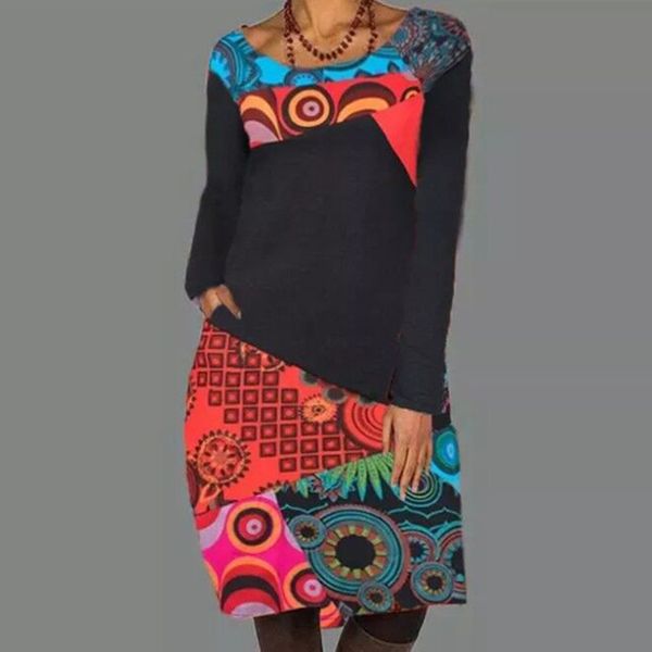 block shirt round neckline shift dresses women vintage floral print party dress casual autumn long sleeve pocket dress, Black;gray
block shirt round neckline shift dresses women vintage floral print party dress casual autumn long sleeve pocket dress, Black;gray