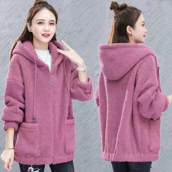 women's fur & faux lucyever zipper lamb coat casual solid thicken warm plush female hoodies korean loose pockets teddy overcoat, Black
women's fur & faux lucyever zipper lamb coat casual solid thicken warm plush female hoodies korean loose pockets teddy overcoat, Black