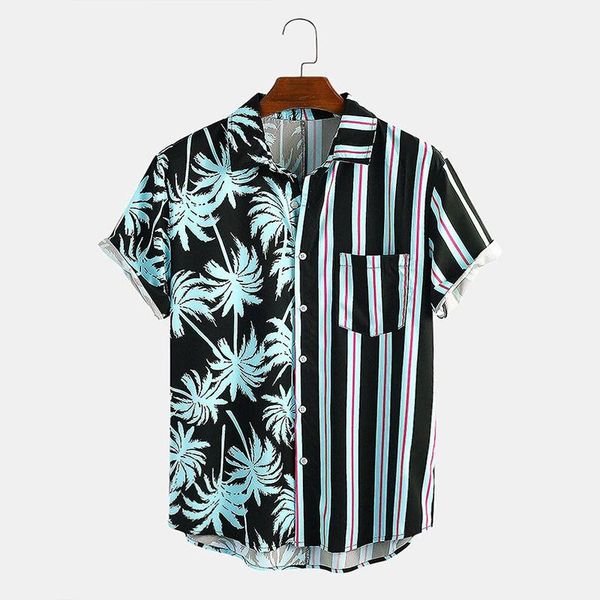 men's casual shirts hawaiian dress men striped shirt button up chest pockets loose short sleeve 2021 stylish camisa masculina, White;black
men's casual shirts hawaiian dress men striped shirt button up chest pockets loose short sleeve 2021 stylish camisa masculina, White;black
