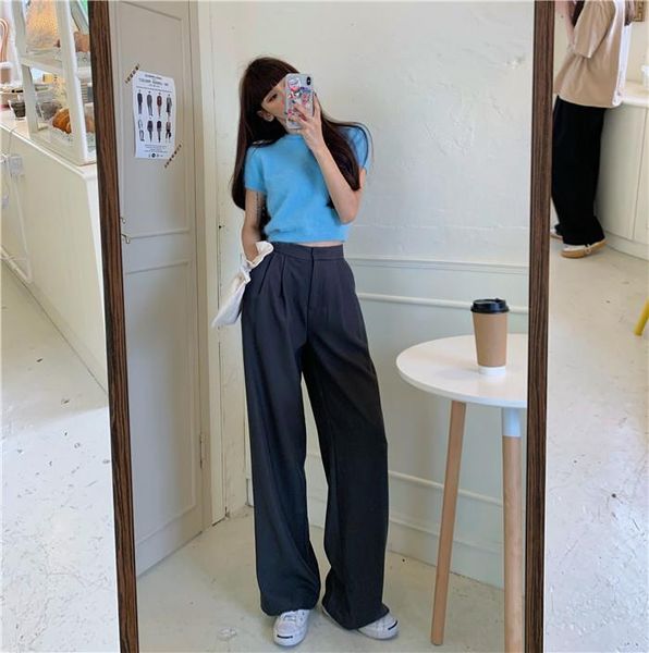 women's pants & capris the korean version of high-waisted wide-legged with a feeling thin casual straight, Black;white
women's pants & capris the korean version of high-waisted wide-legged with a feeling thin casual straight, Black;white