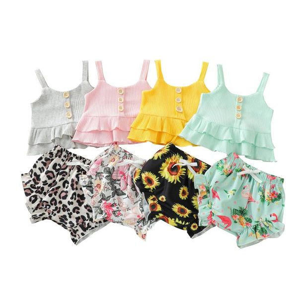 clothing sets 2 pcs infant summer outfits, baby girl sleeveless solid color u-shaped neck ruffle tank + flamingo print shorts 4 colors, White
clothing sets 2 pcs infant summer outfits, baby girl sleeveless solid color u-shaped neck ruffle tank + flamingo print shorts 4 colors, White