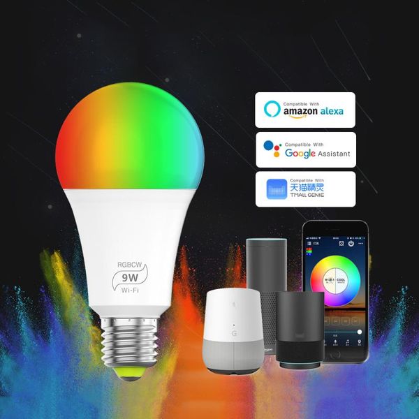 1pc wifi smart light bulb dimmable wake up lights led 9w e27 wifi led lamp compatible with alexa google assistant
1pc wifi smart light bulb dimmable wake up lights led 9w e27 wifi led lamp compatible with alexa google assistant