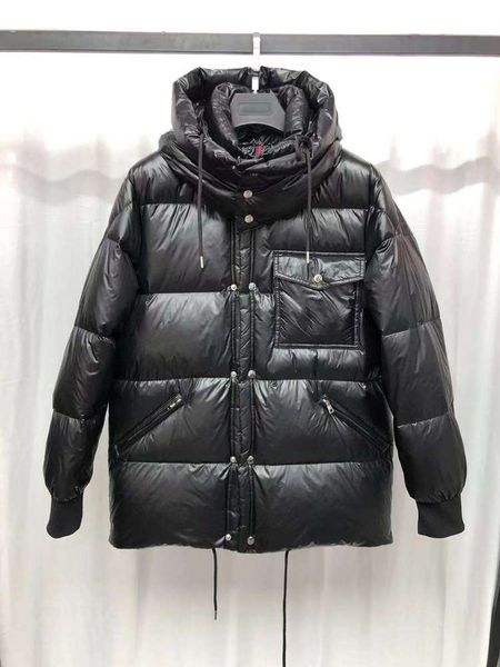 cptoneydesigner breast pocket monclair hooded down jacket 90% white duck feather brand new, Black