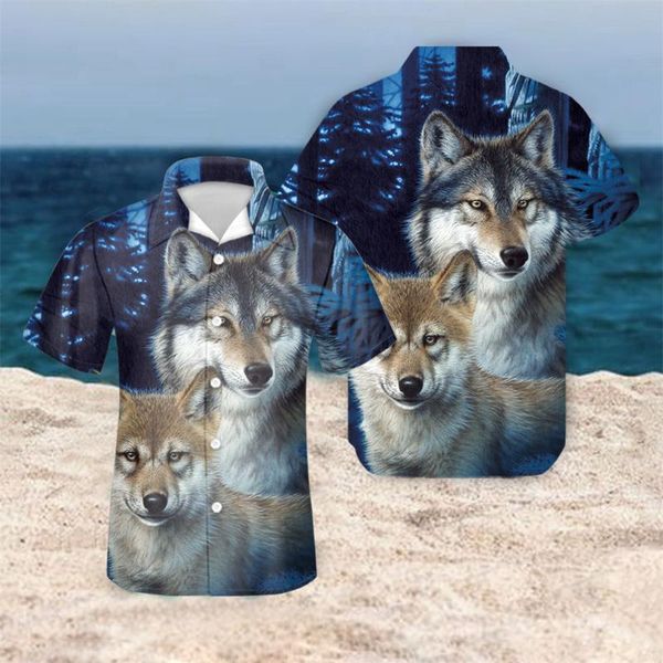 men's casual shirts 3d wolf printing button shirt turn-down collar kahala hawaii short sleeve for male plus size beach blouses, White;black 
men's casual shirts 3d wolf printing button shirt turn-down collar kahala hawaii short sleeve for male plus size beach blouses, White;black