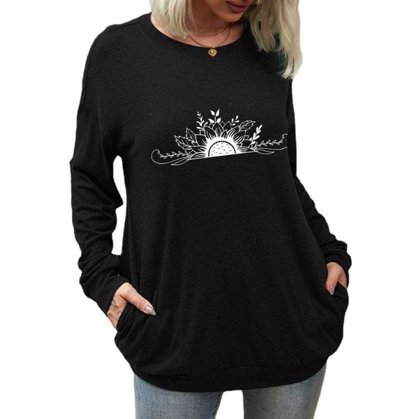 women's t-shirt floral tee double pockets loose spring autumn long sweet fashion sleeve t-shirts woman clothes oversize, White
women's t-shirt floral tee double pockets loose spring autumn long sweet fashion sleeve t-shirts woman clothes oversize, White