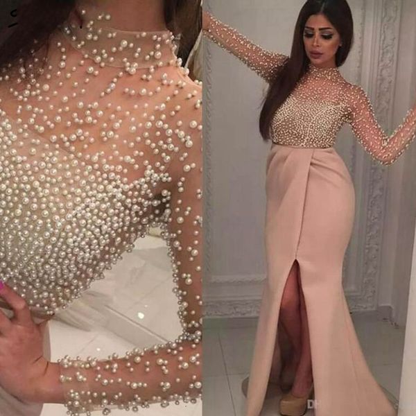 2021 new dubai design luxury long sleeves mermaid evening es high neck full pearls slit illusion prom party gown al90, Black;red
2021 new dubai design luxury long sleeves mermaid evening es high neck full pearls slit illusion prom party gown al90, Black;red