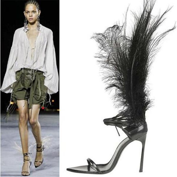 dress shoes plumed fashion runway summer t-tied lace-up stiletto high heels fetish multicolor feather sandals women, Black
dress shoes plumed fashion runway summer t-tied lace-up stiletto high heels fetish multicolor feather sandals women, Black