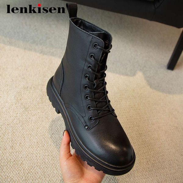 boots lenkisen work natural leather cross-tied streetwear thick med heel round toe lace up young lady daily wear ankle l22, Black
boots lenkisen work natural leather cross-tied streetwear thick med heel round toe lace up young lady daily wear ankle l22, Black