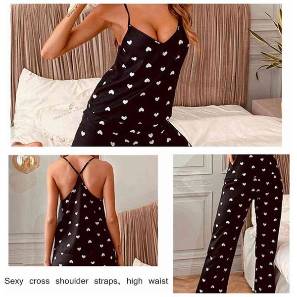 women's sleepwear women pajamas set 2 pieces pyjama chiffon female summer sling pants love leopard printed nightwear m0w3, Black;red
women's sleepwear women pajamas set 2 pieces pyjama chiffon female summer sling pants love leopard printed nightwear m0w3, Black;red
