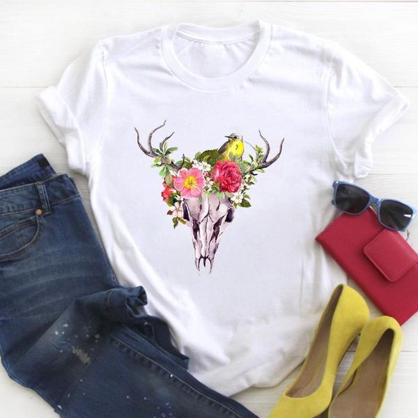 women heifer skull flower floral print short sleeve ladies summer t tee female shirt clothes tshirt womens graphic t-shirt, White
women heifer skull flower floral print short sleeve ladies summer t tee female shirt clothes tshirt womens graphic t-shirt, White
