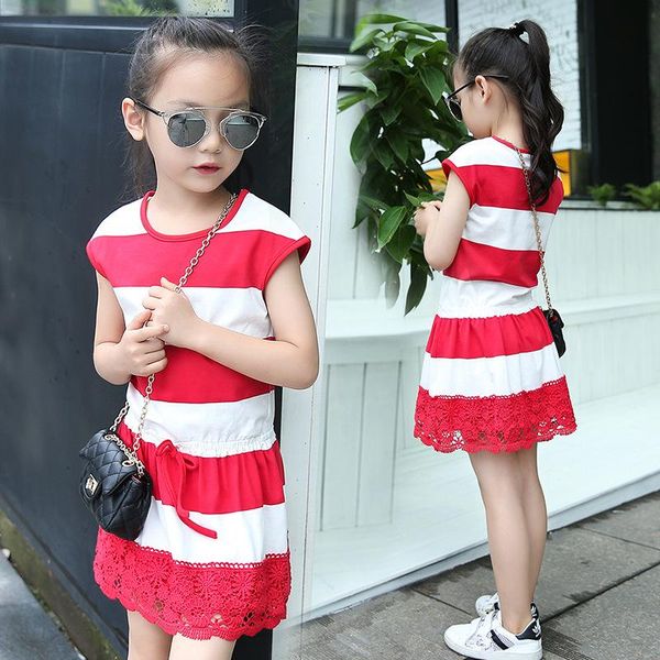 girl's dresses 2021 summer girls dress kids for fashion striped lace princess cotton vestidos clothes age 3-15y, Red;yellow
girl's dresses 2021 summer girls dress kids for fashion striped lace princess cotton vestidos clothes age 3-15y, Red;yellow