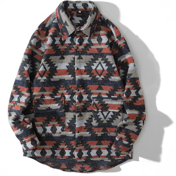 men's casual shirts flannel men cashmere winter thick warm long sleeve vintage geometric pattern printed streetwear button up, White;black
men's casual shirts flannel men cashmere winter thick warm long sleeve vintage geometric pattern printed streetwear button up, White;black