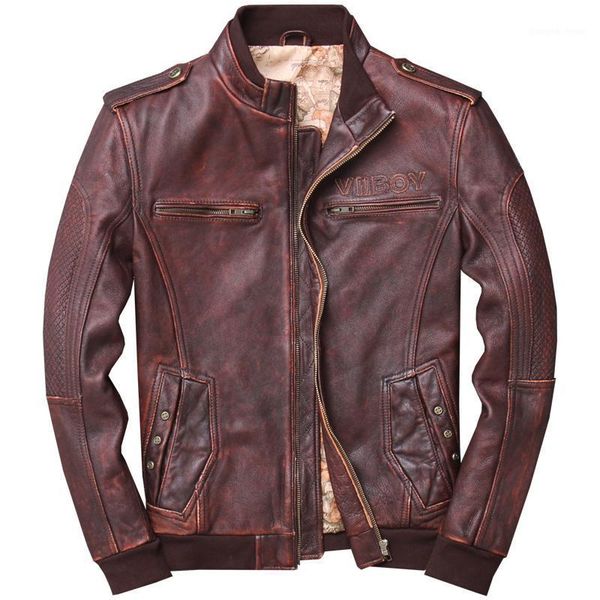 men's leather & faux nice arrival vintage brown 5xl genuine jacket cow skin men coat, Black
men's leather & faux nice arrival vintage brown 5xl genuine jacket cow skin men coat, Black