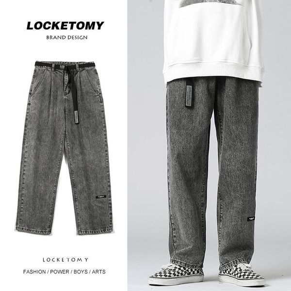 men's jeans autumn 2021 baggy male straight wide legs denim pants casual personalized belt trousers fashion clothing, Blue
men's jeans autumn 2021 baggy male straight wide legs denim pants casual personalized belt trousers fashion clothing, Blue