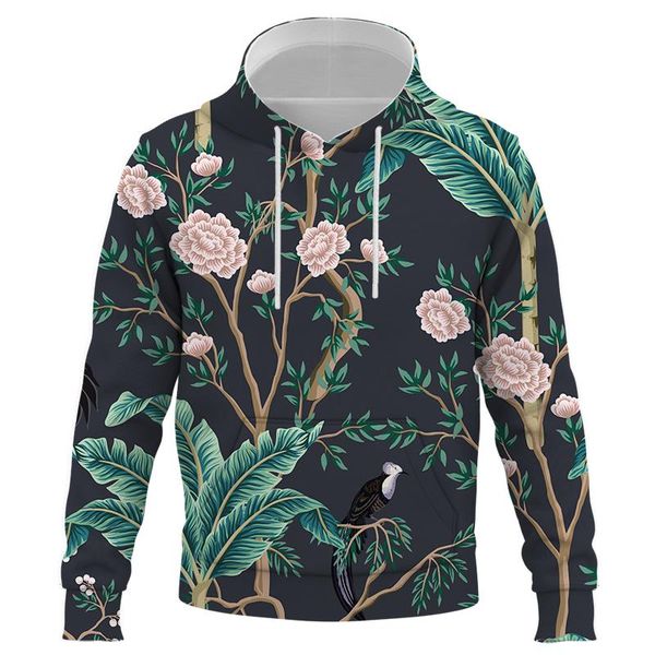 men's hoodies & sweatshirts flower, bird and plant illustration 3d printed harajuku fashion hooded sweatshirt autumn hoody casual stree, Black 
men's hoodies & sweatshirts flower, bird and plant illustration 3d printed harajuku fashion hooded sweatshirt autumn hoody casual stree, Black