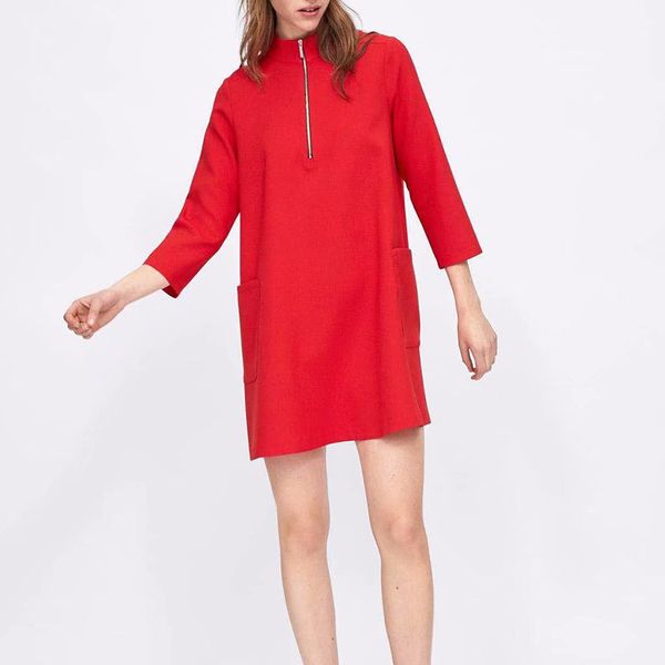 women spring long sleeve mini dress vintage stand zipper female straight dress casual street wear ladies pockets dress, Black;gray
women spring long sleeve mini dress vintage stand zipper female straight dress casual street wear ladies pockets dress, Black;gray