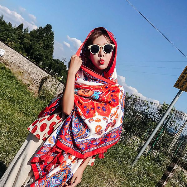 tibetan women's versatile beach towel silk with sun protection korean version of summer ethnic style scarf shawl, Blue;black
tibetan women's versatile beach towel silk with sun protection korean version of summer ethnic style scarf shawl, Blue;black
