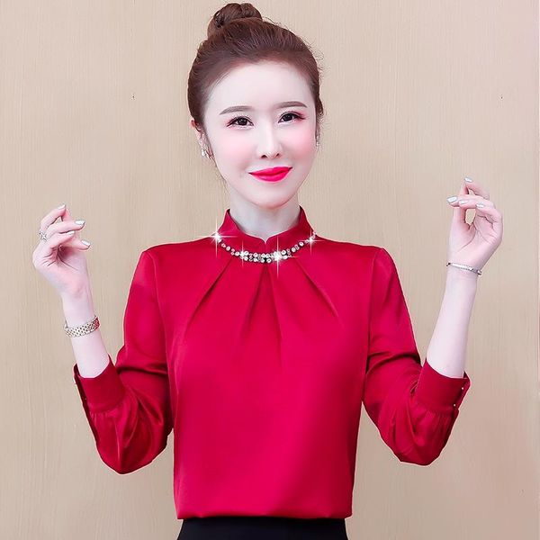 women's blouses & shirts blouse women autumn 2021 office lady long sleeve chiffon solid stand neck beading red blue blusas womens and, White
women's blouses & shirts blouse women autumn 2021 office lady long sleeve chiffon solid stand neck beading red blue blusas womens and, White