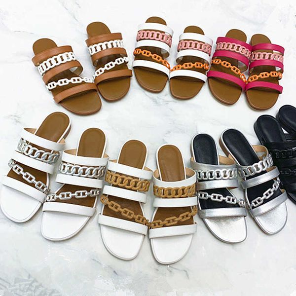 spring and summer new sandals women's slippers leather chain sandals pig nose h slippers low heel sandals color matching zlh, Black
spring and summer new sandals women's slippers leather chain sandals pig nose h slippers low heel sandals color matching zlh, Black