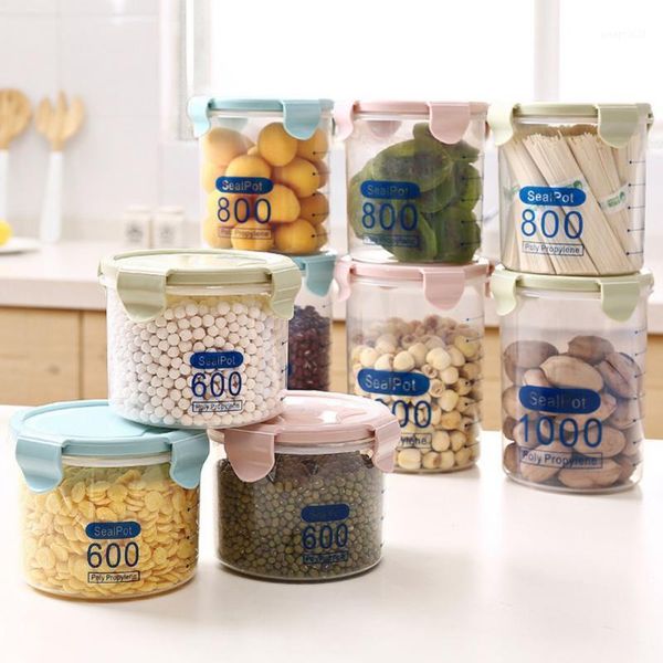 storage bottles & jars air-tight food container kitchen pot for dry grain milk powder sugar flour random round clear large capacity