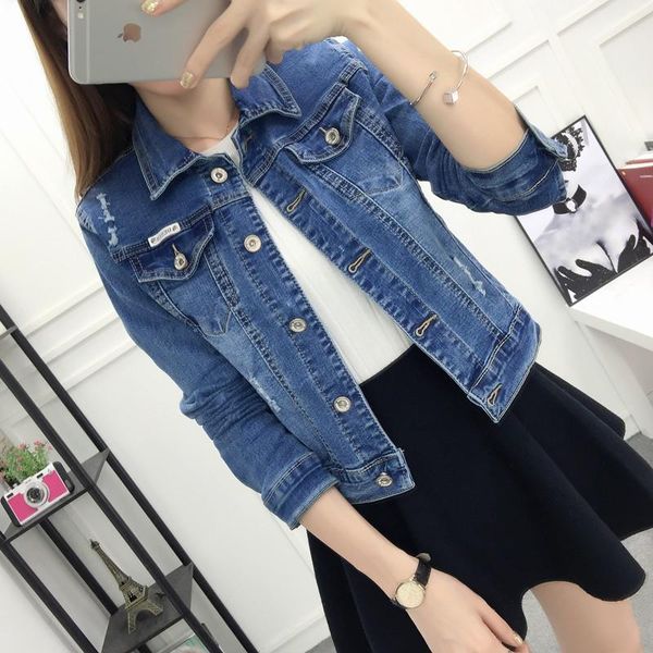 women's jackets spring autumn fashion slim denim women korean classic blue frayed button sequined jeans coat female streetwear thin, Black;brown
women's jackets spring autumn fashion slim denim women korean classic blue frayed button sequined jeans coat female streetwear thin, Black;brown