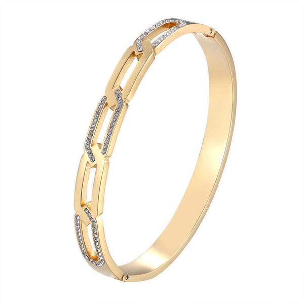 exquisite zircon chain shape bracelets & bangle stainless steel woman trendy brand bangle gold plated jewelry pulseira wholesale q0722, Black
exquisite zircon chain shape bracelets & bangle stainless steel woman trendy brand bangle gold plated jewelry pulseira wholesale q0722, Black