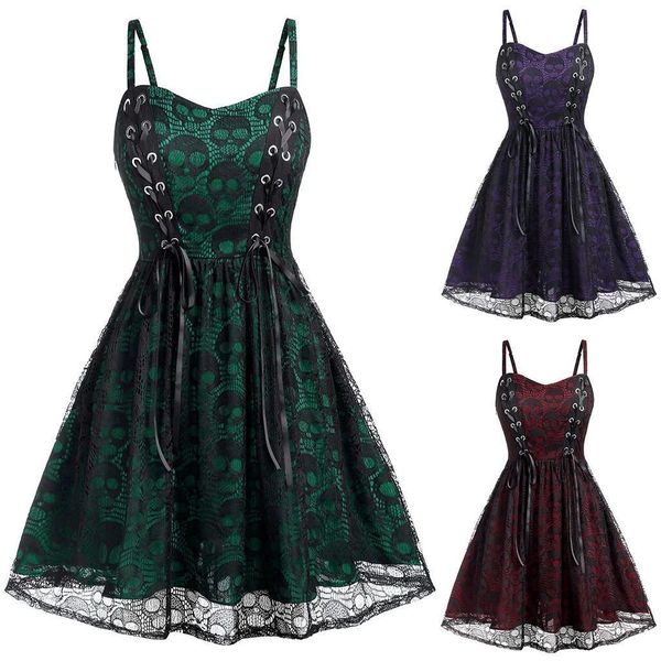 fall halloween lace mesh women dress sleeveless dark gothic punk style strap patchwork backless mini dress goth a-line dress#g8, Black;gray
fall halloween lace mesh women dress sleeveless dark gothic punk style strap patchwork backless mini dress goth a-line dress#g8, Black;gray