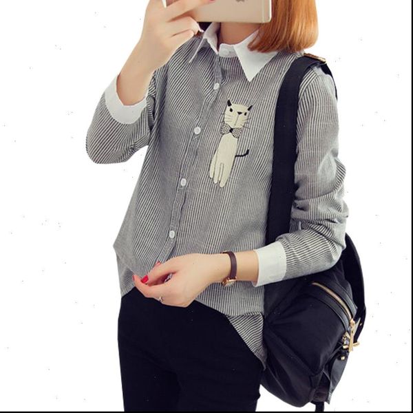 embroidery cat women blouses long sleeve striped blouse shirt women 2021 spring autumn winter korean fashion casual female, White
embroidery cat women blouses long sleeve striped blouse shirt women 2021 spring autumn winter korean fashion casual female, White