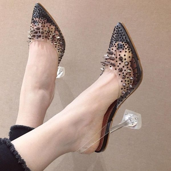 dress shoes transparent rivet diamond pumps summer sandals perspex heel pointed toe women high heels crystal silver wedding party, Black
dress shoes transparent rivet diamond pumps summer sandals perspex heel pointed toe women high heels crystal silver wedding party, Black