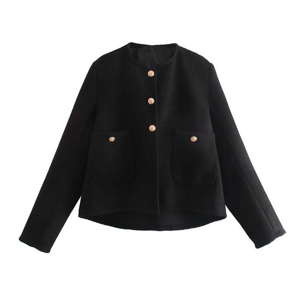 women's jackets women 2022 fashion metal buttons with pockets coat retro long-sleeved round neck outerwear streetwear, Black;brown
women's jackets women 2022 fashion metal buttons with pockets coat retro long-sleeved round neck outerwear streetwear, Black;brown