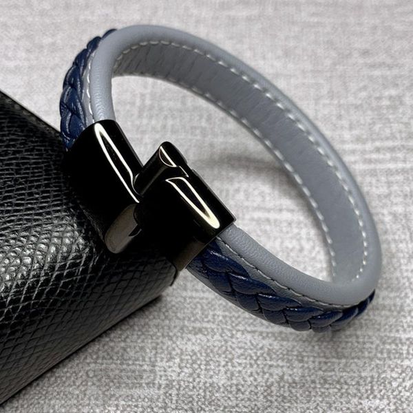 charm bracelets fashion gray blue leather bracelet men jewelry male wrist band stainless steel magnetic clasp braided bangles pulsera mascul, Golden;silver
charm bracelets fashion gray blue leather bracelet men jewelry male wrist band stainless steel magnetic clasp braided bangles pulsera mascul, Golden;silver