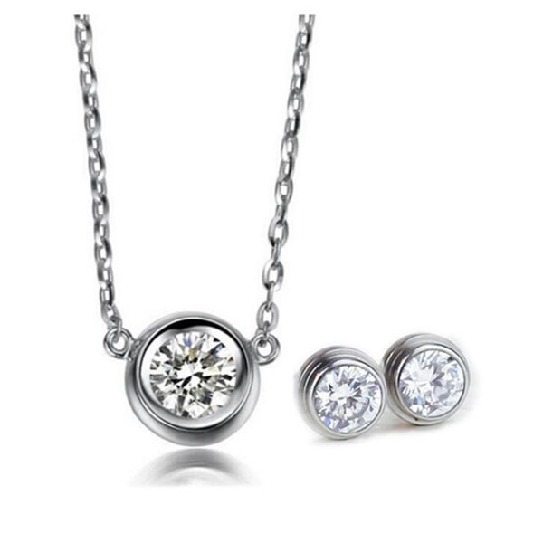 earrings & necklace women's rose gold color stainless steel zircon crystal jewelry sets chain necklace+earrings, Silver
earrings & necklace women's rose gold color stainless steel zircon crystal jewelry sets chain necklace+earrings, Silver