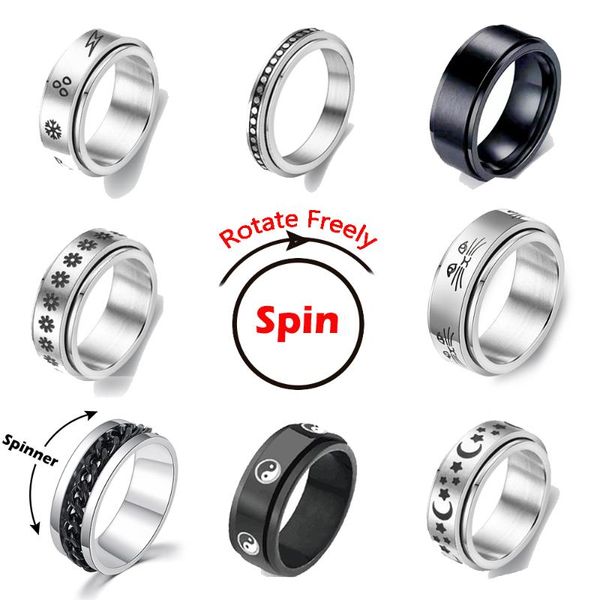 cluster rings anxiety ring fidget spinner for women men stainless steel rotate y cat moon and star anti stress accessories jewelry, Golden;silver
cluster rings anxiety ring fidget spinner for women men stainless steel rotate y cat moon and star anti stress accessories jewelry, Golden;silver