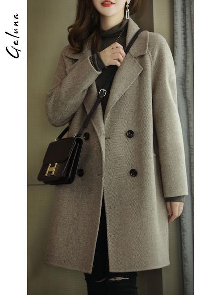women's wool & blends 2021 high-end milk tea color coat small medium long zero cashmere double-sided women, Black
women's wool & blends 2021 high-end milk tea color coat small medium long zero cashmere double-sided women, Black