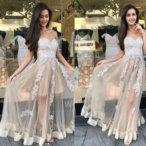 illusion formal evening dresses strapless lace appliques cocktail party gowns floor length tulle prom dresses, Black
illusion formal evening dresses strapless lace appliques cocktail party gowns floor length tulle prom dresses, Black