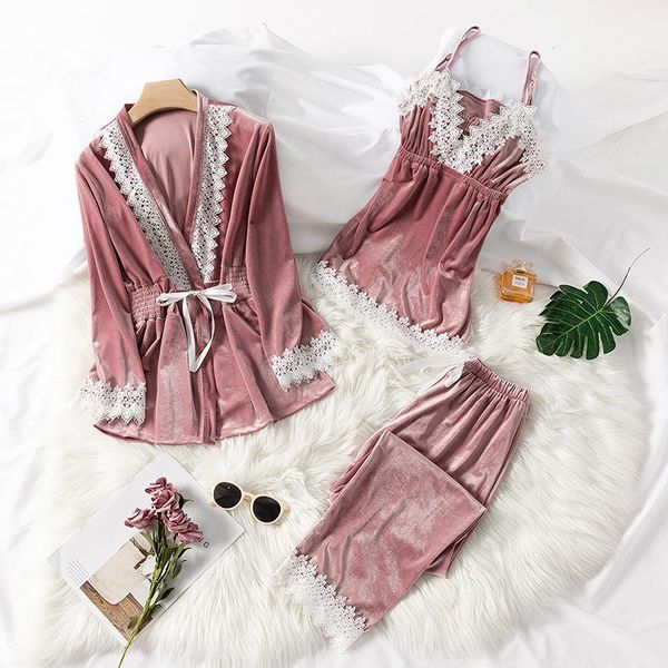 women's sleepwear autunm winter lace women robe suite loose casual female three piece set bathrobe loungewear homewear, Black;red
women's sleepwear autunm winter lace women robe suite loose casual female three piece set bathrobe loungewear homewear, Black;red