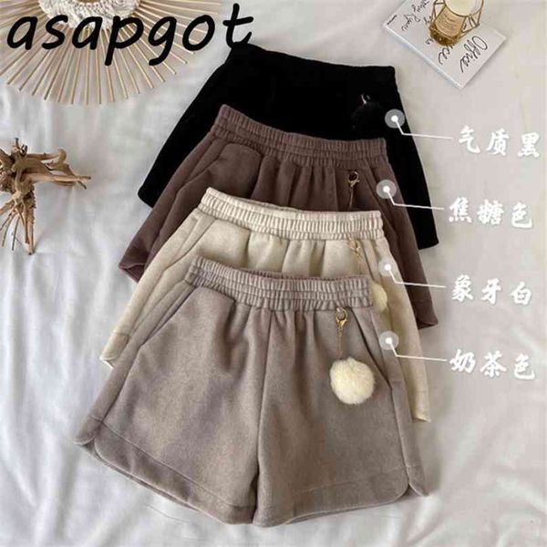 asapgot women woolen shorts winter spring warm high waist wide leg korean ladies solid color loose feminino 210719, White;black
asapgot women woolen shorts winter spring warm high waist wide leg korean ladies solid color loose feminino 210719, White;black