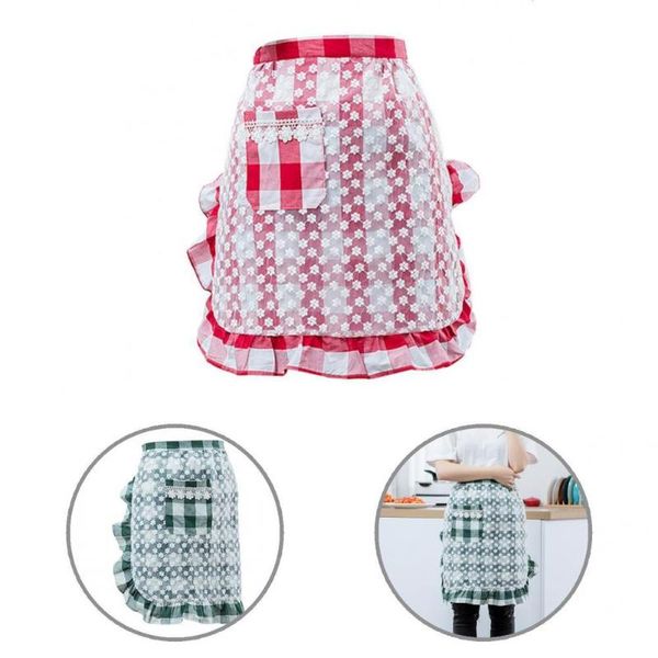 aprons soft practical baking chef apron cotton short flower embroidery for kitchen