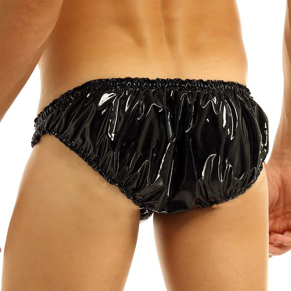 mens latex wetlook gay lingerie panties frilly ruffled low rise jockstraps pouch sissy briefs underwear for clubwear costumes, Black;white
mens latex wetlook gay lingerie panties frilly ruffled low rise jockstraps pouch sissy briefs underwear for clubwear costumes, Black;white